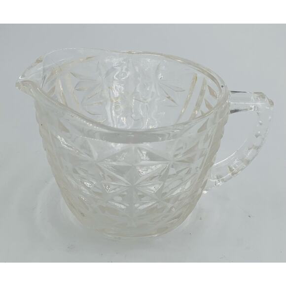 Anchor Hocking Stars And Bars Small Clear Creamer 5 Ounce Pitcher Handle 3" Diam - Picture 6 of 6